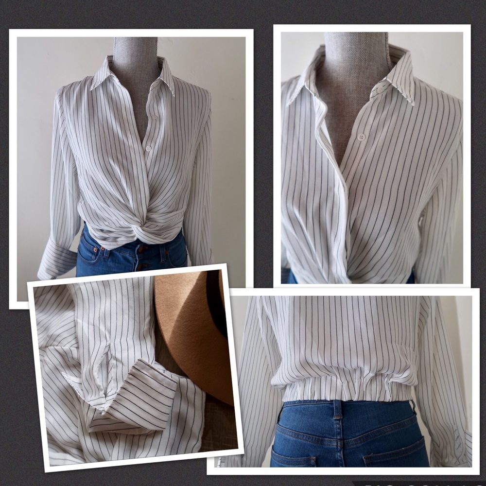 RESTOCK! KARA- White Long Sleeves Front Twist - Picture 2 of 4